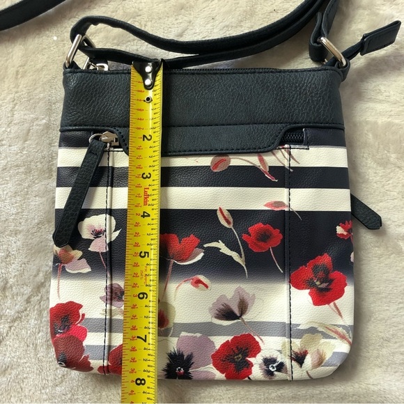 Mia & Luca Navy Crossbody Bag With Red Poppy Design - Picture 8 of 8